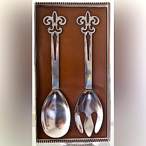 KIRKLAND’S ENTERTAINING ESSENTIALS SALAD SERVERS SET OF 2 STAINLESS STEELE NIB - Picture 3 of 5